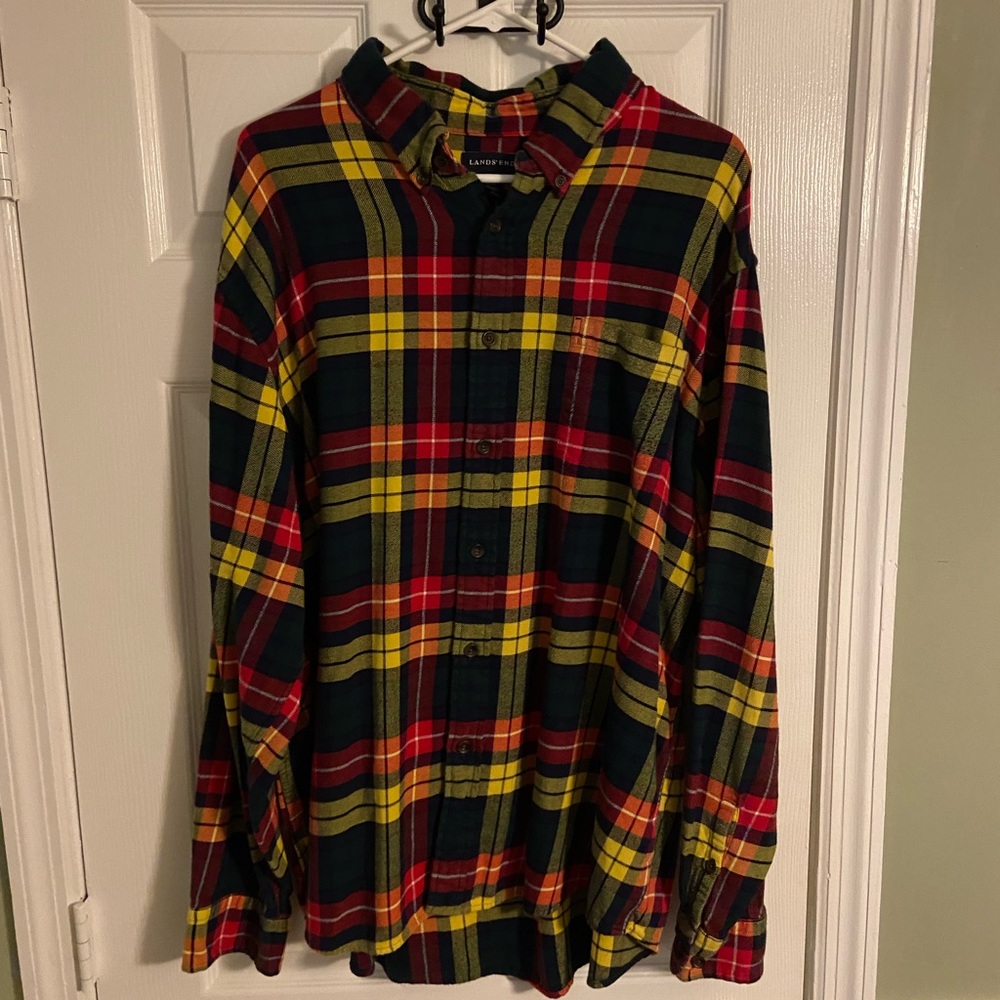 Men’s Lands End Button Down Long Sleeve Shirt - XXL Traditional Fit